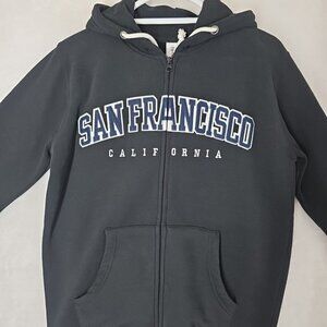 San Francisco California Hoodie Mens Med Full Zip Sweatshirt Black Ocean Beach